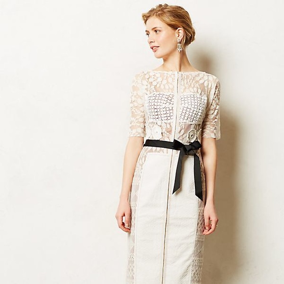 Byron Lars Dresses & Skirts - Anthropologie Ivory midi sheath dress